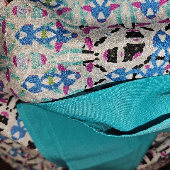 The Limited Woman SZ M Maxi Dress  Shift T back Lined Geometric Print Side Slit - Picture 6 of 9